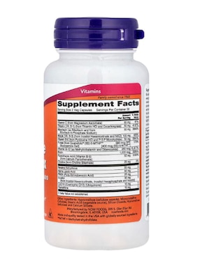 Suplemento alimenticio complejo de coenzima B Now con biotina de 60 cápsulas