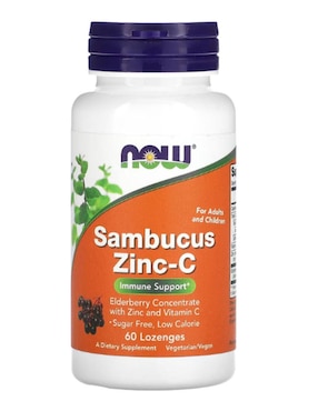 Suplemento alimenticio foods, sambucus zinc-C Now con vitamina C de 60 cápsulas