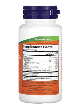 Suplemento alimenticio foods, sambucus zinc-C Now con vitamina C de 60 cápsulas