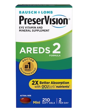 210 Cápsulas de vitaminas para los ojos PreserVision AREDS 2 Preservision con luteína con zeaxantina sabor natural