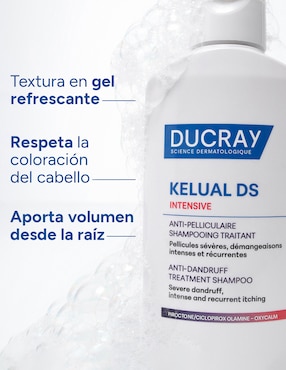 Shampoo anticaspa para cabello graso Ducray Kelual ds intensive para caspa severa, ardor y comezón intensa con tecnología antifúngica reforzada Ducray 100 ml