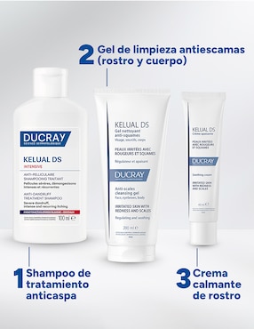 Shampoo anticaspa para cabello graso Ducray Kelual ds intensive para caspa severa, ardor y comezón intensa con tecnología antifúngica reforzada Ducray 100 ml