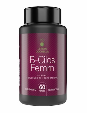 B-Cilos Femm Lemon Cochella con 5 billones de probióticos sabor natural de 60 cápsulas