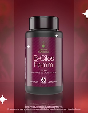 B-Cilos Femm Lemon Cochella con 5 billones de probióticos sabor natural de 60 cápsulas
