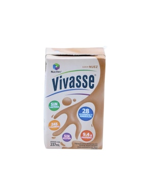 Suplemento alimentico Vivasse con agua purificada, maltodextrina, mezcla de proteínas, vitaminas y minerales, saborizantes y edulcorantes sabor nuez de 237 ml