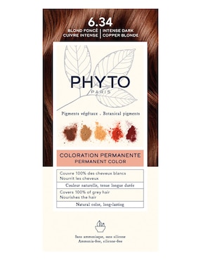 Tinte para cabello coloration permanente botanical pigments Phyto 6.34 rubio obscuro dorado cobrizo