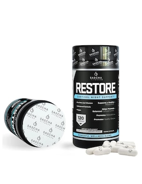 Restore Sascha Fitness con ashwagandha y magnesio de 120 cápsulas