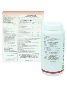Kit de suplementos alimenticios Aceite de Silimarina del Cardo Rojo y un Complejo de Enzimas Hepabiosan