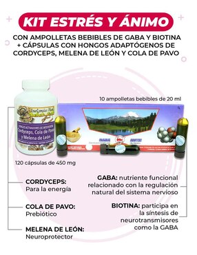 Kit de suplementos alimenticios Gaba Biotin y Adaptógenos Enercomplex Plant