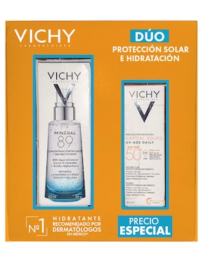 Kit de protector solar FPS 50+ UV Age Daily + Mineral 89 Booster Vichy Capital Soleil