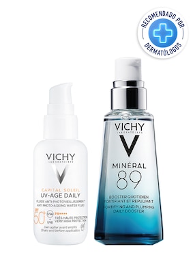 Kit de protector solar FPS 50+ UV Age Daily + Mineral 89 Booster Vichy Capital Soleil