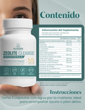 Zeolite Cleanse Megaformula Klidzen con selenio de 90 cápsulas