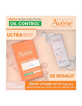 Protector solar FPS 50+ ultra fluido oil control + mini suero vitamin Cg Avène 60 ml