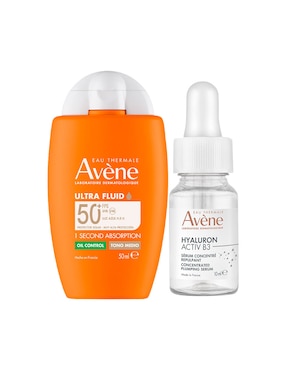 Kit de protector solar FPS 50 ultra fluido oil control + mini suero hyaluron Avène 60 ml