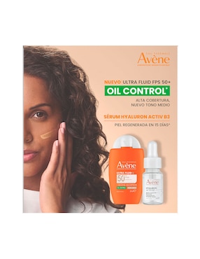 Kit de protector solar FPS 50 ultra fluido oil control + mini suero hyaluron Avène 60 ml