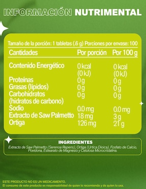 Saw palmetto Lemon Cochella de 100 tabletas