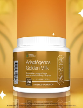 Adaptógenos Golden Milk Lemon Cochella con hongos chaga, melena de león, reishi y cordyceps sabor original de 150 g