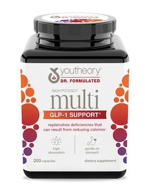 Soporte Multi GLP-1 de alta potencia Youtheory con multivitamínico de 200 cápsulas