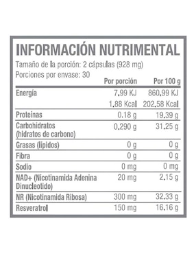Nad+ Nr y Resveratrol Life 180 de 60 Cápsulas