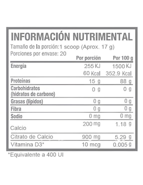Proteína con calcio y vitamina D3 en polvo Life 180 con proteína de suero de leche sabor vainilla de 340 G