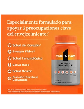 Mujeres 50+ Multi vitamina One a Day tabletas para mujer