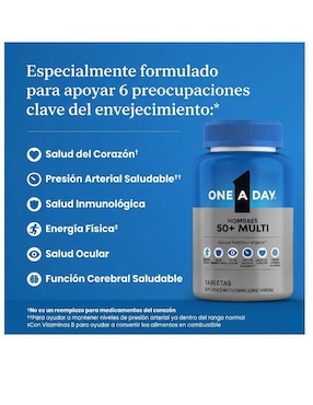 Hombres 50+ Multi vitamina One a Day tabletas para hombre