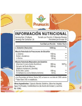Glutatión Liposomal Prunucis de 60 cápsulas