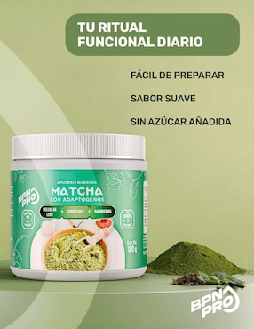 Matcha Con Adaptógenos BPN Pro con hongo reishi, melena de león y rodhiola rosea sabor matcha de 180 g