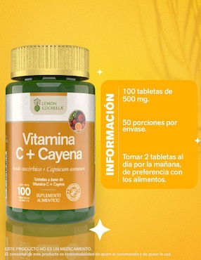 Vitamina C + Cayena Lemon Cochella de 100 tabletas