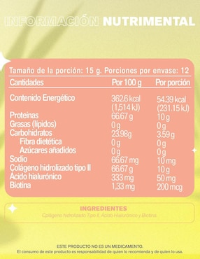Pure Colagin Lemon Cochella con colágeno hidrolizado tipo II sabor natural de 190 g