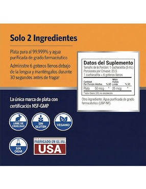 Sovereign Silver Hydrosol Apoyo Inmunológico Americano de plata de 118 ml