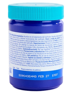 Ungüento para gripe y tos VapoRub