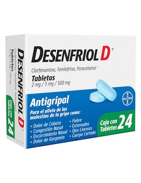 Tabletas para gripe y tos Desenfriol D