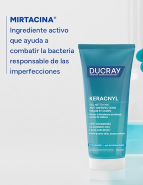 Aceite corporal facial y corporal gel espumoso para piel grasa con tendencia acnéica 200 ml Ducray Keracnyl para acné