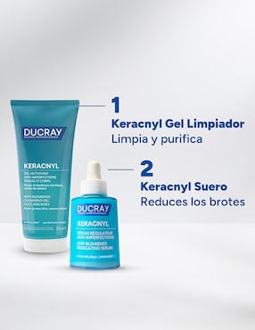 Aceite corporal facial y corporal gel espumoso para piel grasa con tendencia acnéica 200 ml Ducray Keracnyl para acné