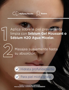 Crema facial recomendada para acné día y noche Bioderma Sébium Hydra para piel grasa