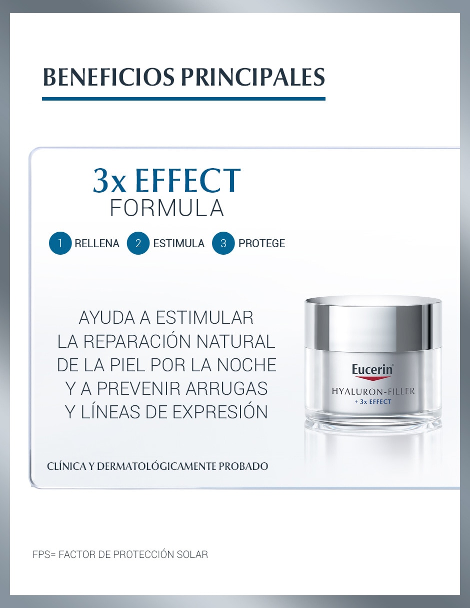 Crema facial recomendada para reafirmar de noche Hyaluron-Filler Eucerin todo tipo piel 2