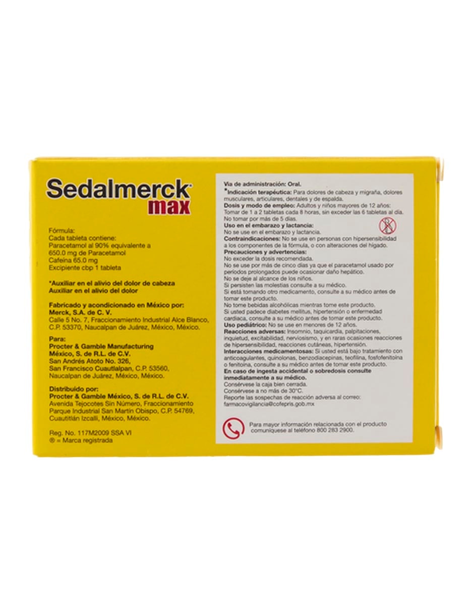 Tabletas para dolor de cabeza y migrañas Seda max 3