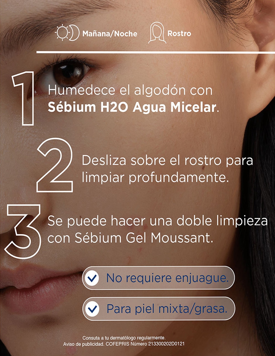 Desmaquillante Sébium H2O 500 ml bomba inversa Bioderma 5