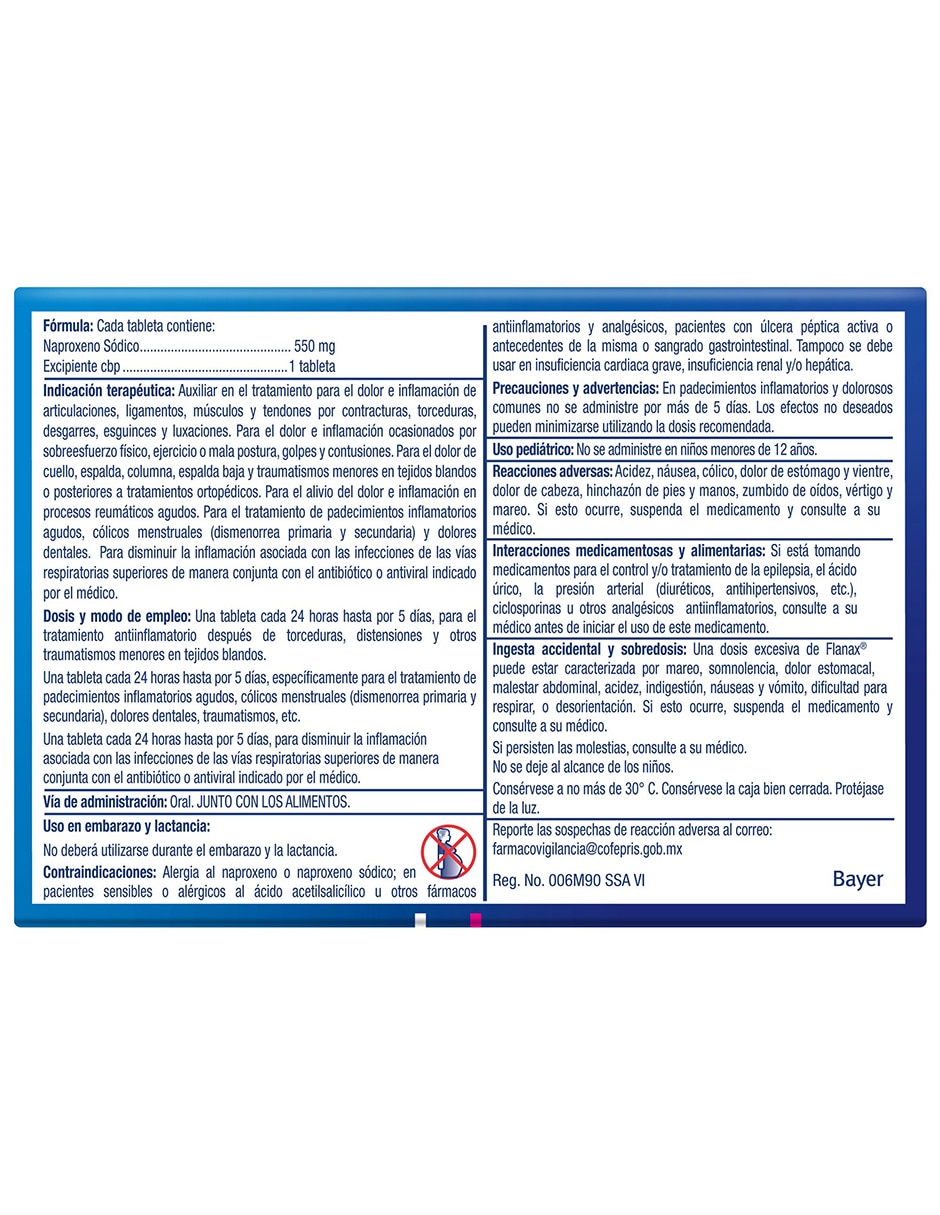 Tabletas para desinflamar y aliviar dolores intensos Flanax 550 2