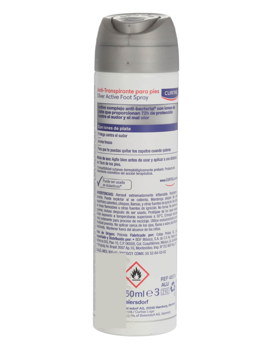 Desodorante pies en aerosol Silver Active unisex 2