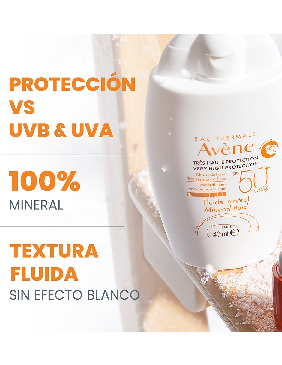 Protector solar FPS 50 fluido mineral spf 50+ eau thermale 40 ml 3