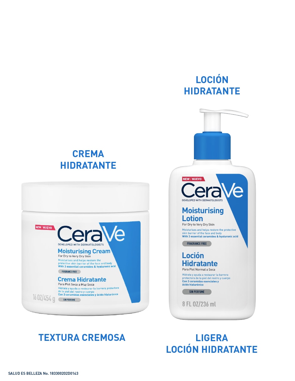 Crema para rostro y cuerpo recomendada para hidratar día y noche Cerave Hidratantes para todo tipo piel 9
