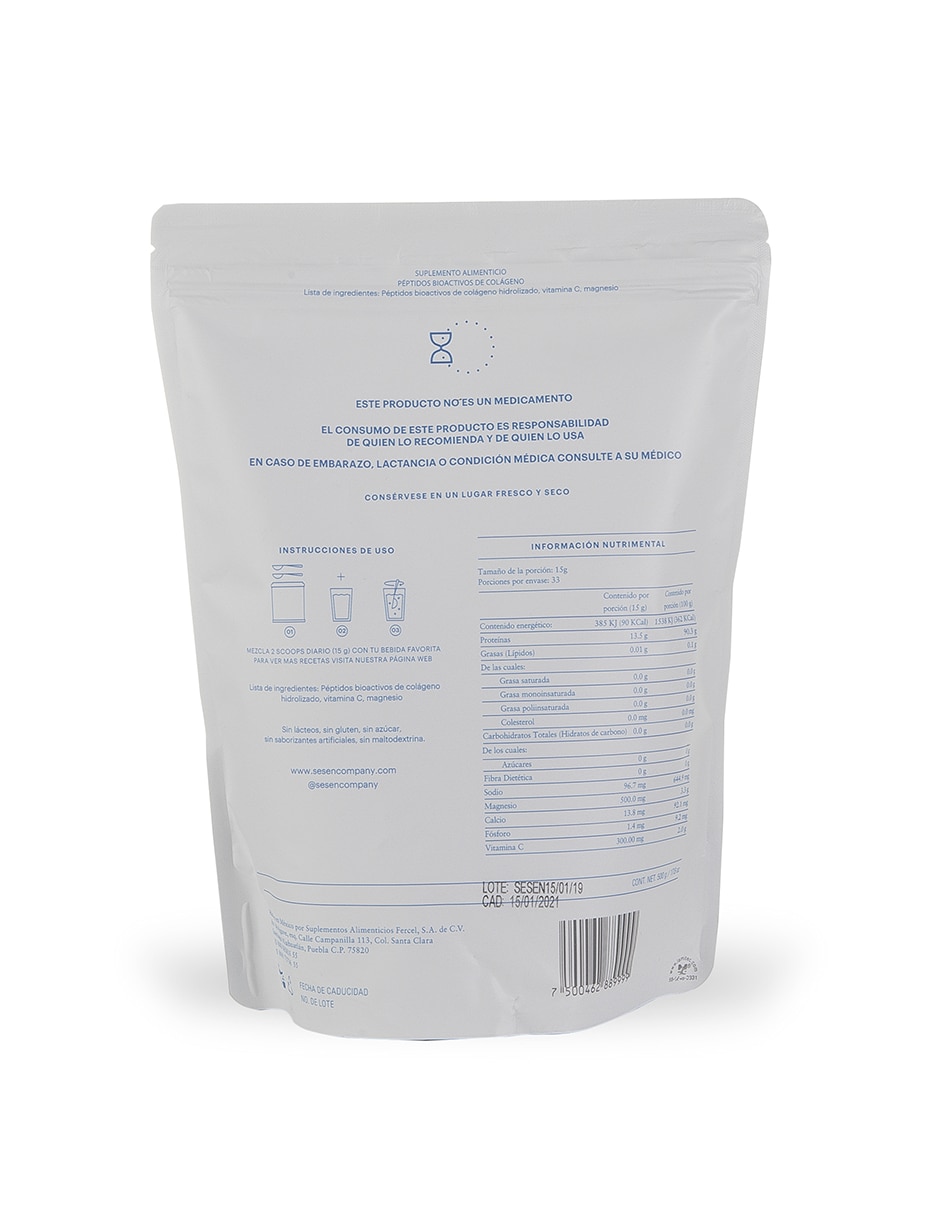 Colágeno hidrolizado con vitamina C y magnesio de 500 g 2