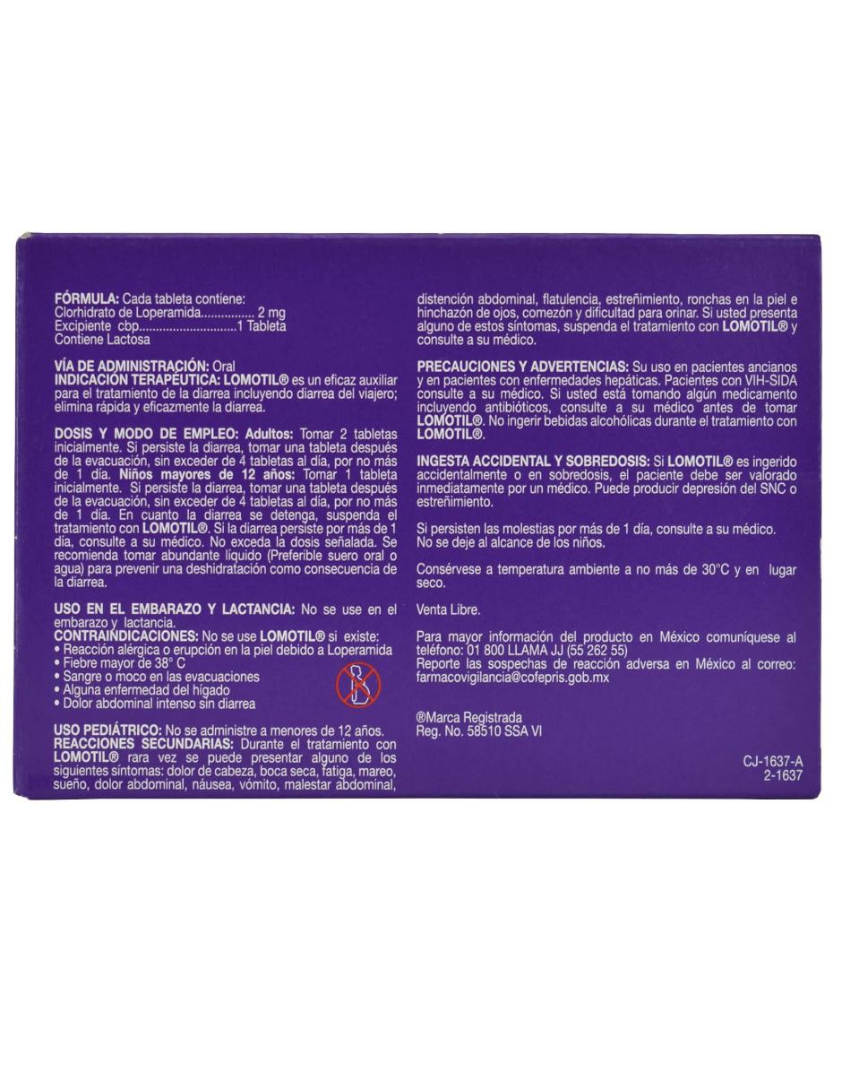 Tabletas para malestar estomacal Lomotil 2