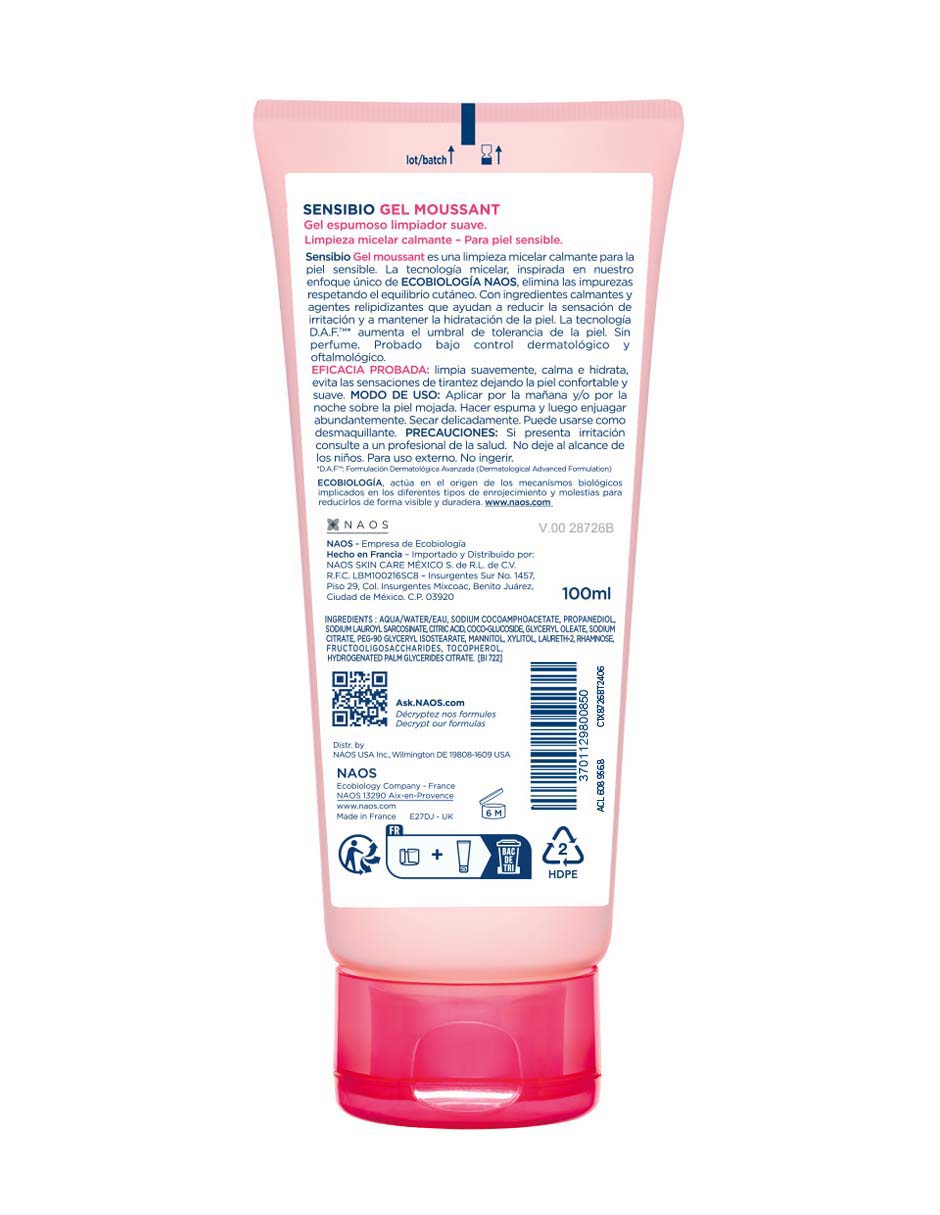 Gel para rostro limpiador Sensibio Moussant 2