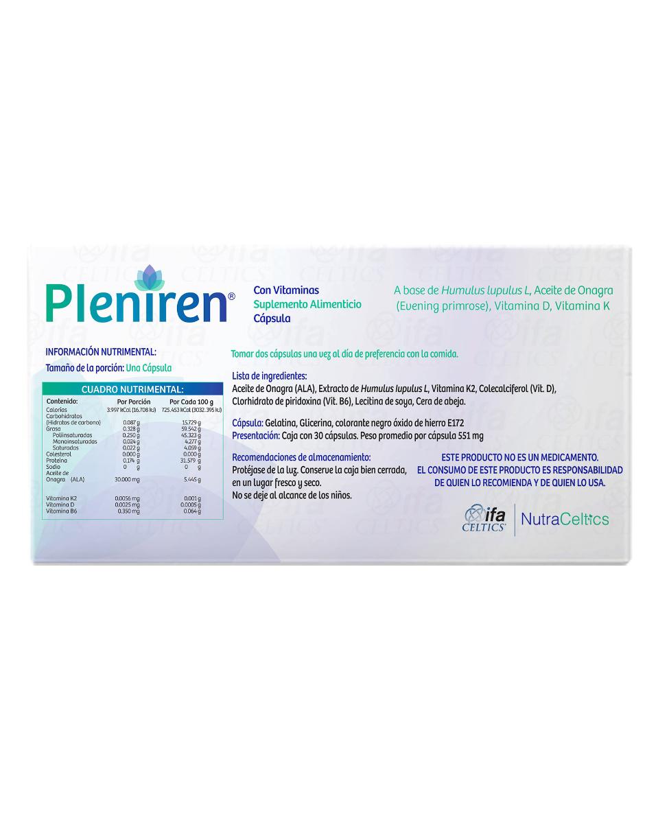 Suplemento alimenticio Pleniren 30 cápsulas 2