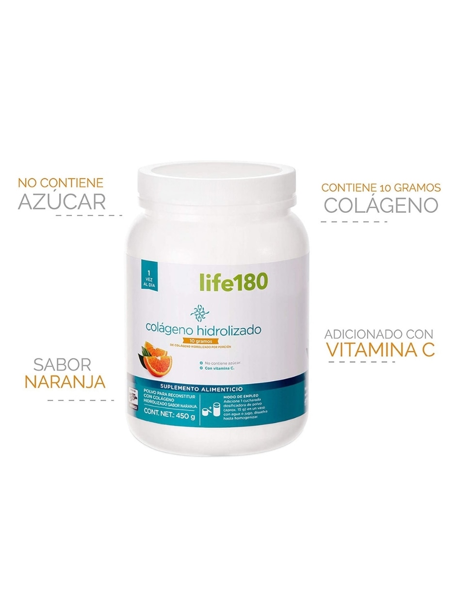 Colágeno hidrolizado sabor naranja de 450 g 2