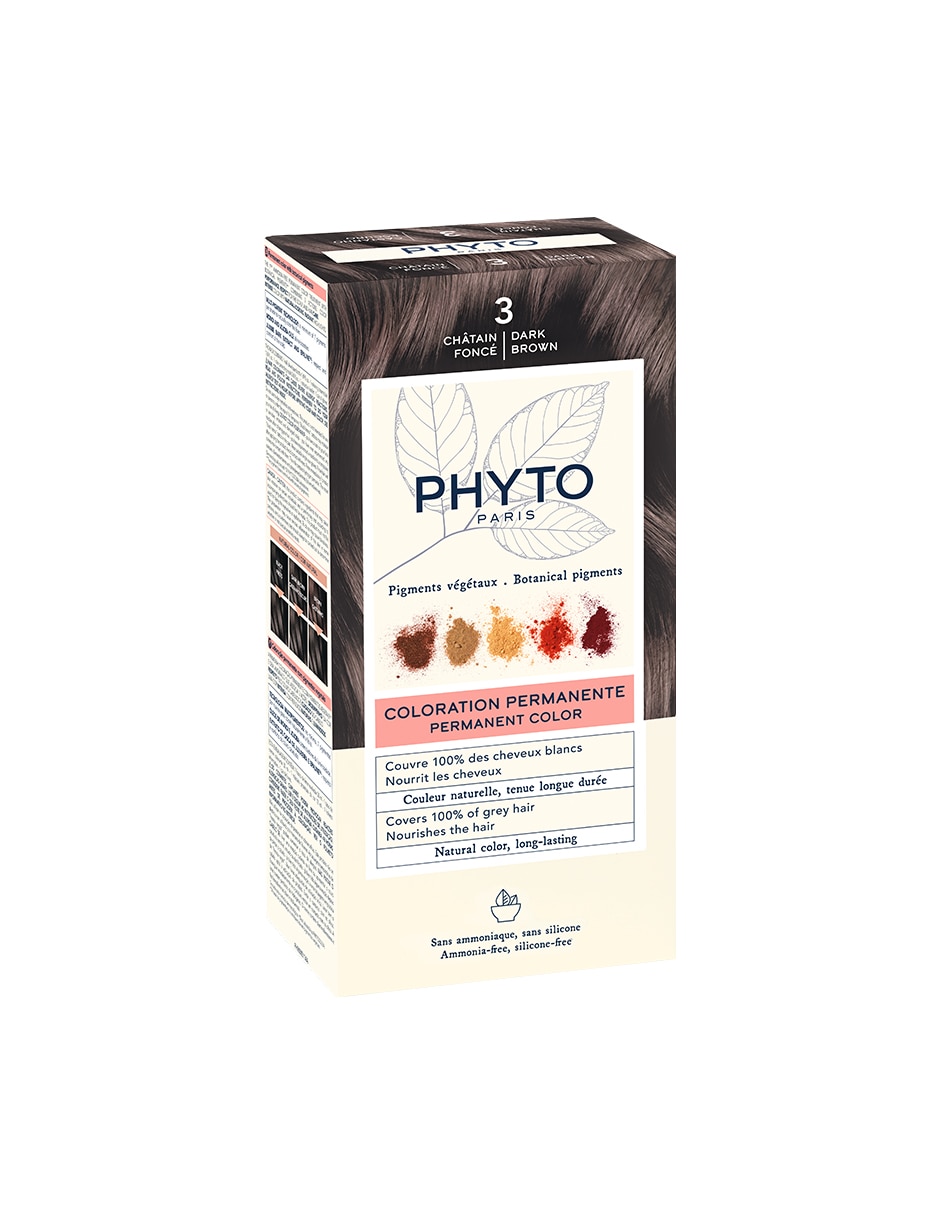 Tinte para cabello Color Phyto tono 3.0 castaño obscuro 3