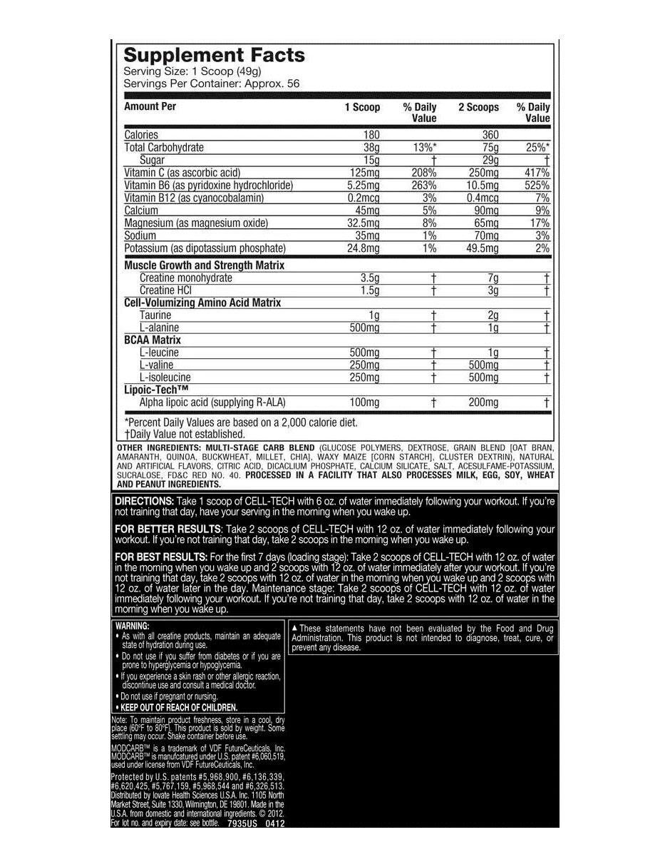 Suplemento alimenticio creatina Cell Tech 6 lbs 2